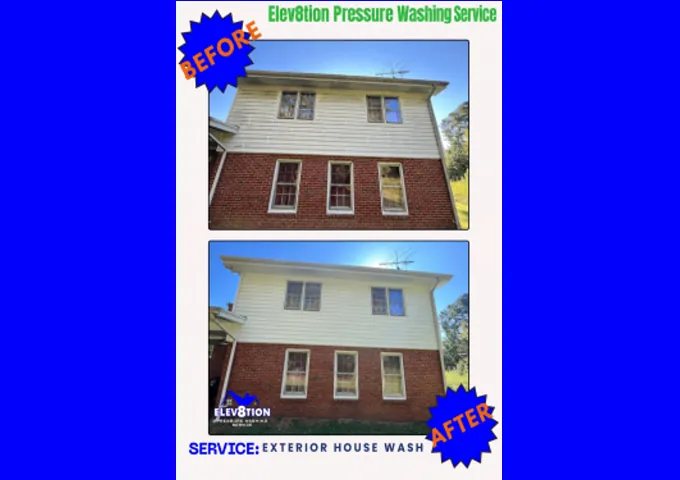 Before and after cleaning a residential two-story home